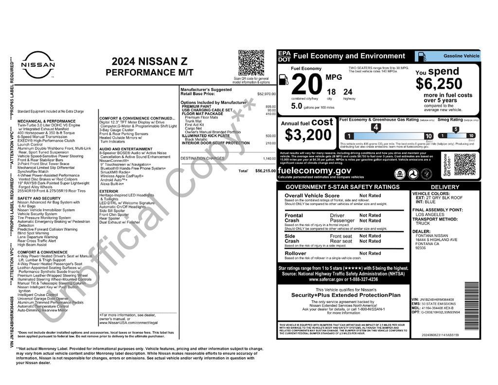 Used 2024 Nissan Z Performance w/ Floor Mat Package RWD image 6