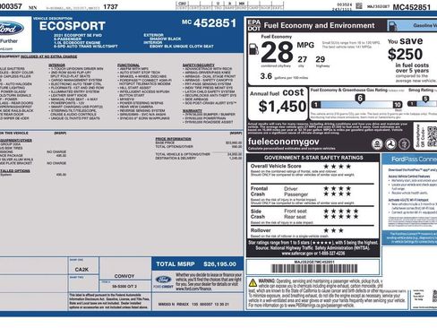 Used 2021 Ford EcoSport SE w/ SE Appearance Package image 2