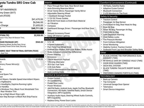 Used 2021 Toyota Tundra SR5 w/ Trail Edition AWD/4WD image 6