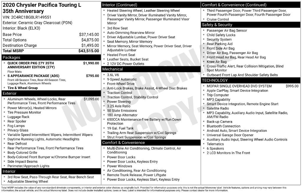 Used 2020 Chrysler Pacifica Touring-L FWD image 5