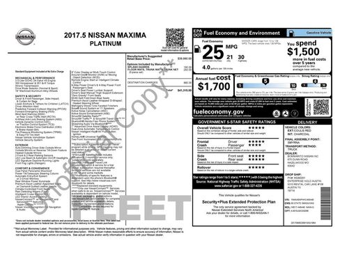 Used 2017 Nissan Maxima Platinum FWD image 6