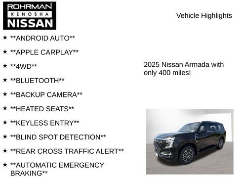 New 2025 Nissan Armada SL w/ Captain's Chari Seat Package image 8