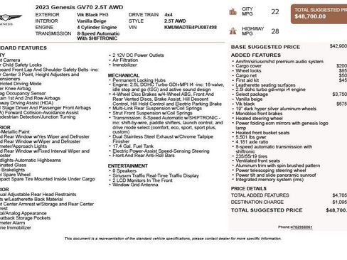 Used 2023 Genesis GV70 2.5T w/ Select Package AWD/4WD image 3