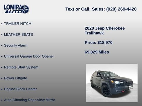 Used 2020 Jeep Cherokee Trailhawk w/ Comfort & Convenience Group AWD/4WD image 33
