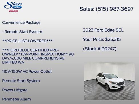 Used 2023 Ford Edge SEL w/ Convenience Package AWD/4WD image 16