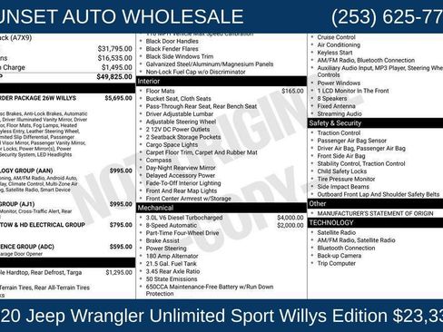 Used 2020 Jeep Wrangler Unlimited Sport AWD/4WD image 49
