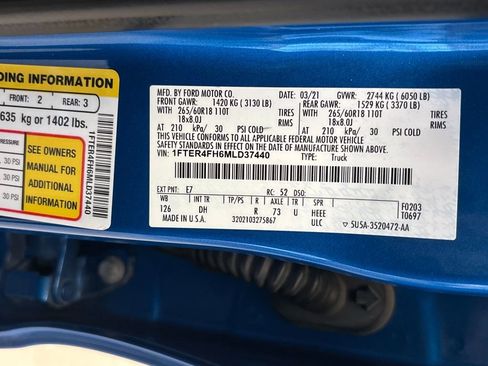 Used 2021 Ford Ranger Lariat w/ Equipment Group 501A High image 37