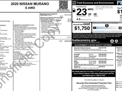 Used 2020 Nissan Murano S w/ Technology Package image 2