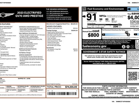 Certified 2023 Genesis Electrified GV70 w/ Prestige Package AWD/4WD image 3