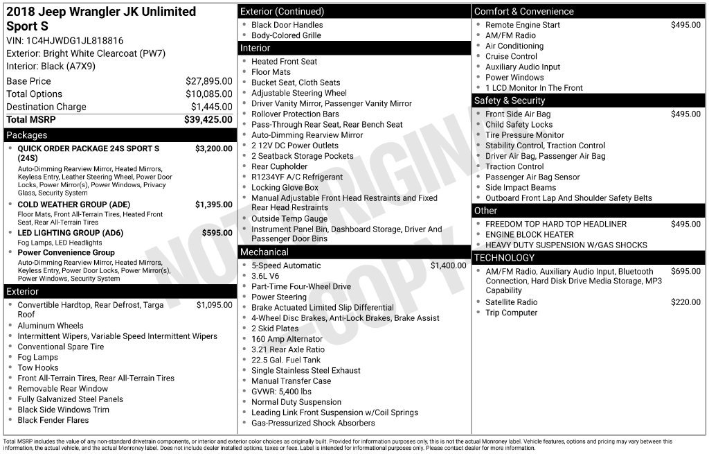 Certified 2018 Jeep Wrangler Unlimited Sport S AWD/4WD image 4