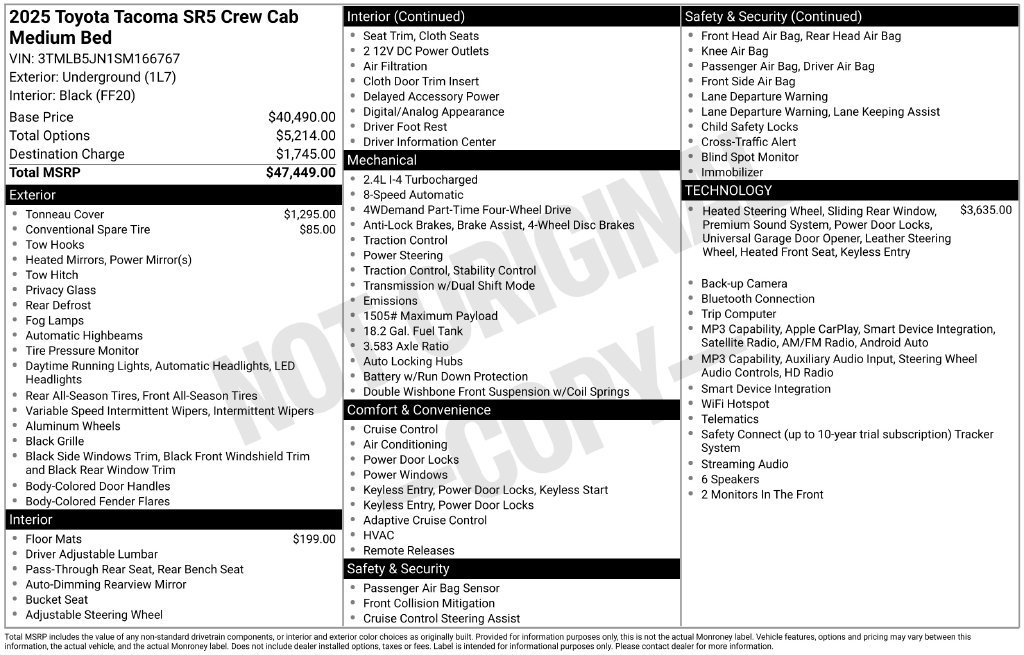 Used 2025 Toyota Tacoma SR5 AWD/4WD image 14