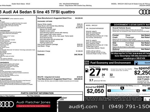 Used 2023 Audi A4 2.0T Premium w/ Convenience Package image 3