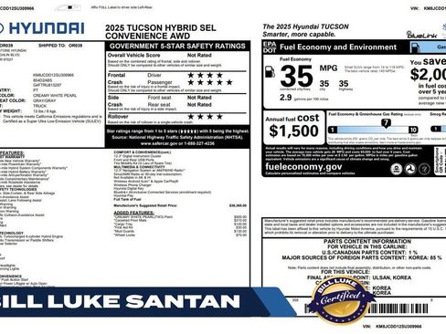 Used 2025 Hyundai Tucson SEL AWD/4WD image 1