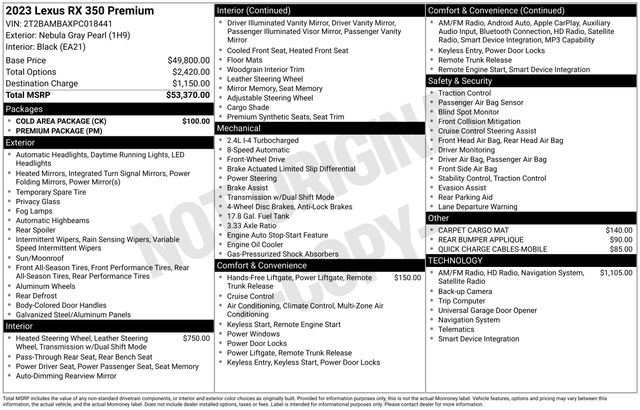 Used 2023 Lexus RX 350 Premium w/ Cold Area Package FWD image 8