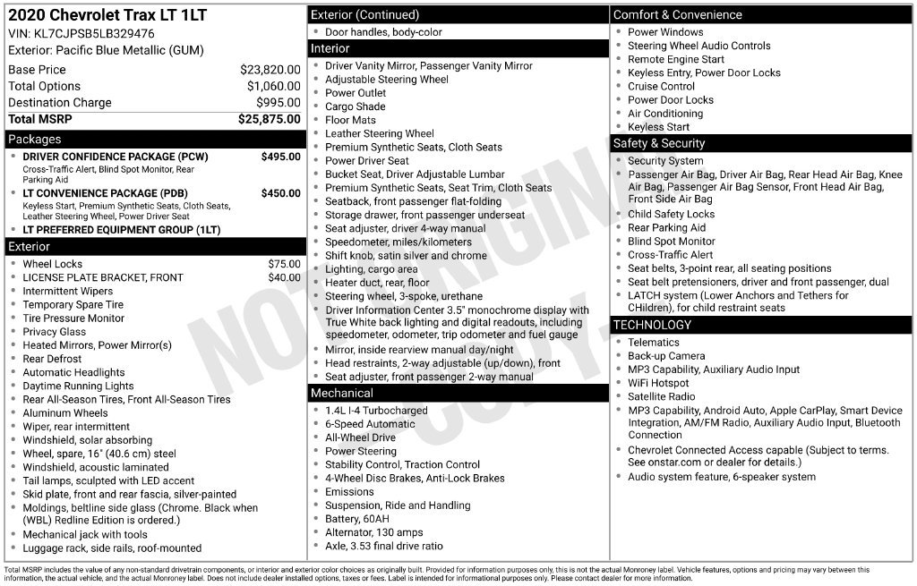 Used 2020 Chevrolet Trax LT w/ Driver Confidence Package AWD/4WD image 5