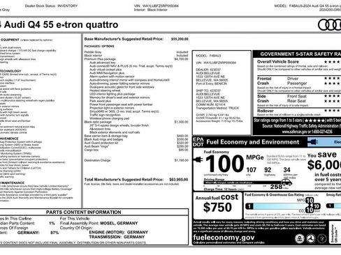 Used 2024 Audi Q4 e-tron Premium Plus w/ Premium Plus AWD/4WD image 3