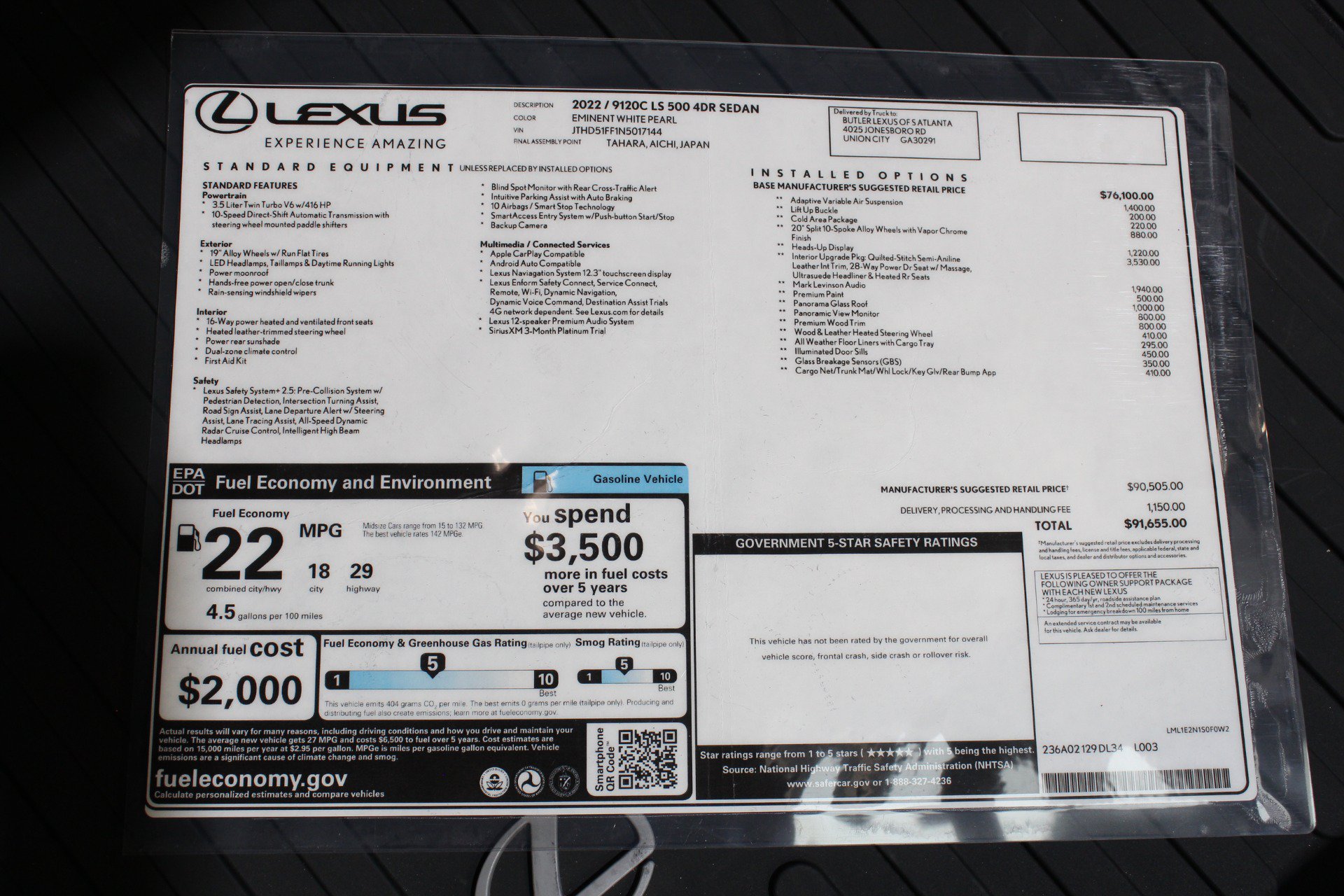 Used 2022 Lexus LS 500 w/ Interior Upgrade Package RWD image 77