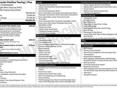 Used 2019 Chrysler Pacifica Touring-L Plus w/ Advanced Safetytec Group FWD image 35