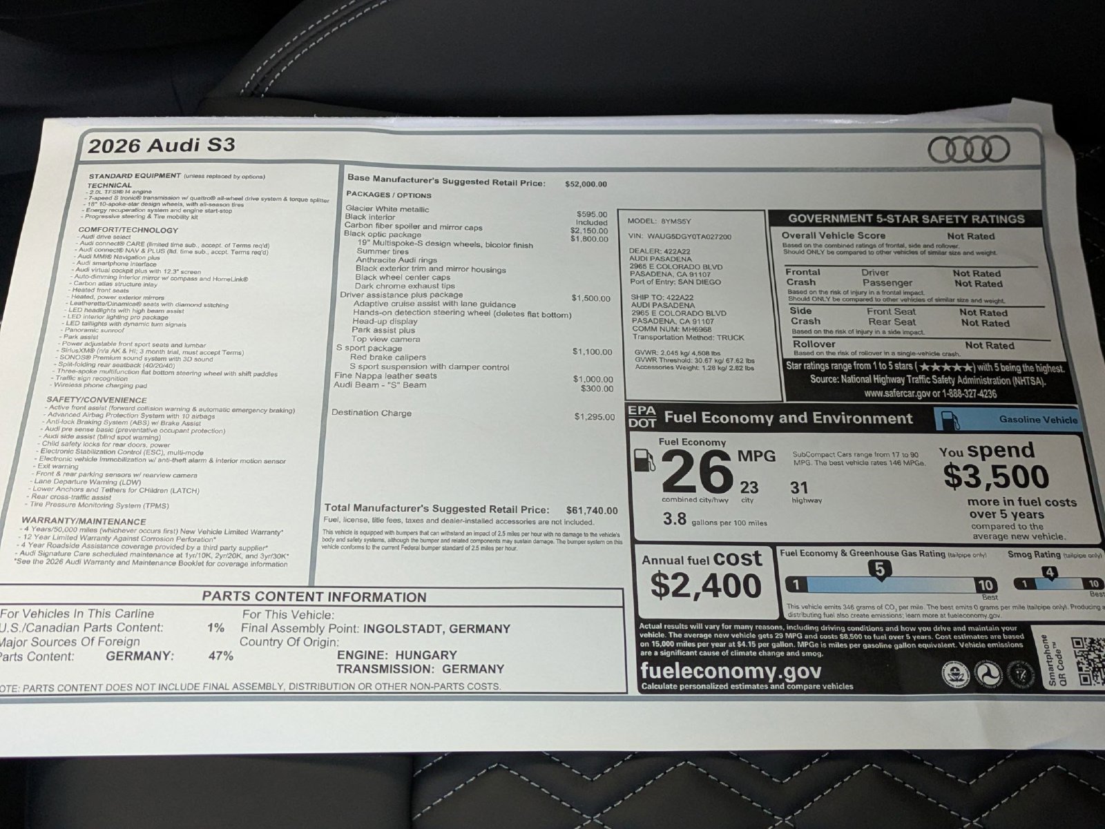 New 2026 Audi S3 Premium AWD/4WD image 18