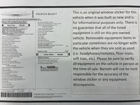 Certified 2025 Chrysler Pacifica Select FWD image 2