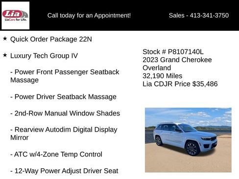 Certified 2023 Jeep Grand Cherokee Overland w/ Luxury Tech Group IV AWD/4WD image 6