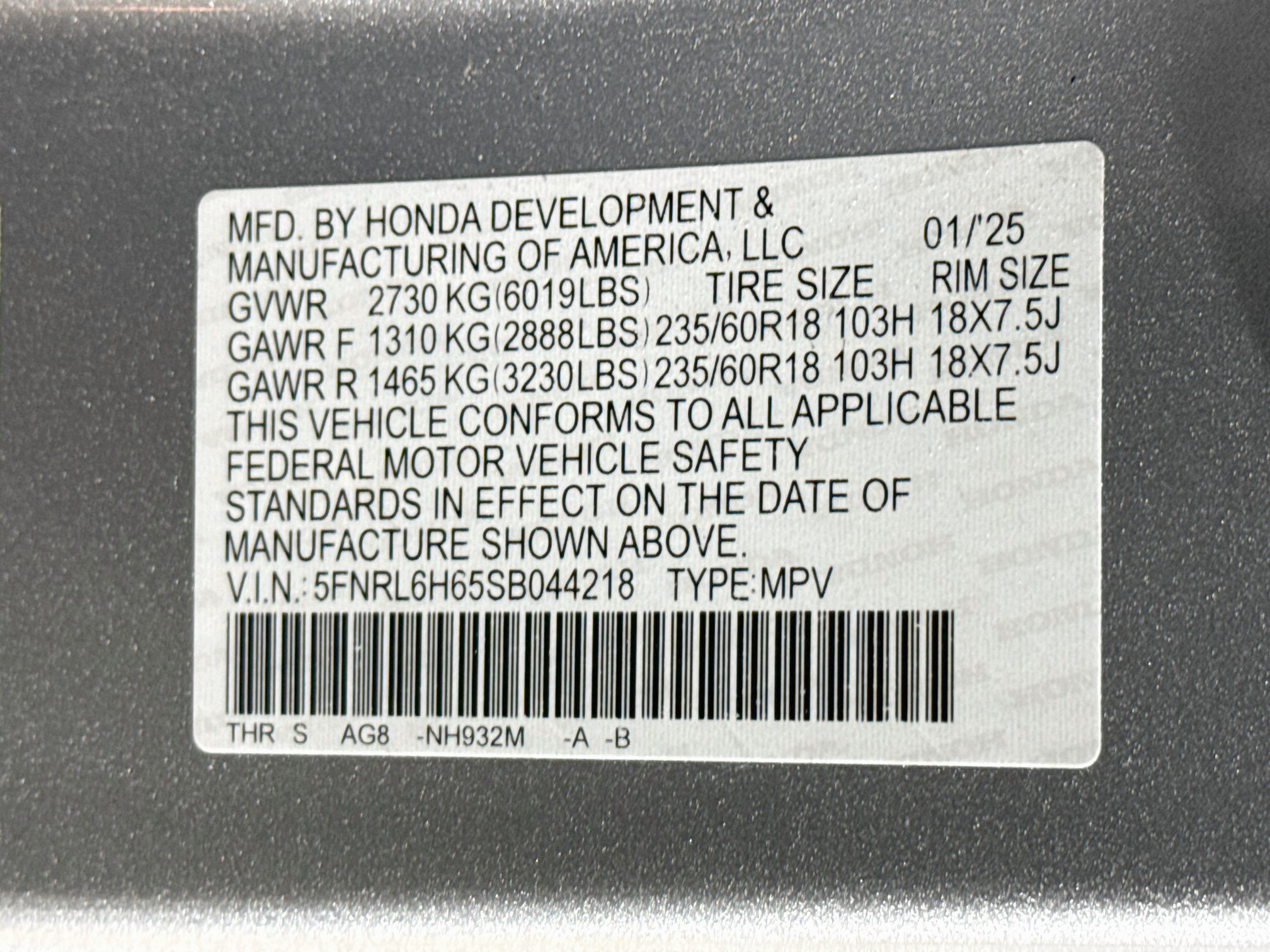 Certified 2025 Honda Odyssey EX-L image 40