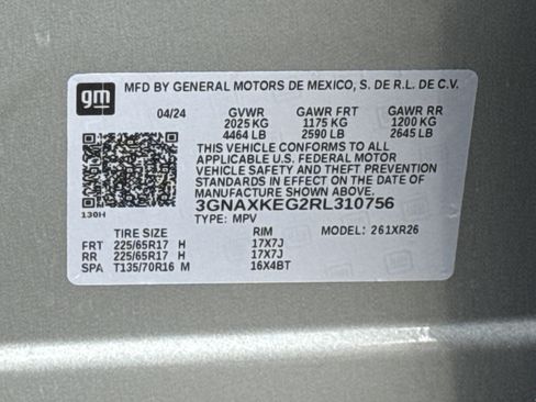 Certified 2024 Chevrolet Equinox LT w/ LPO, Floor Liner Package image 34