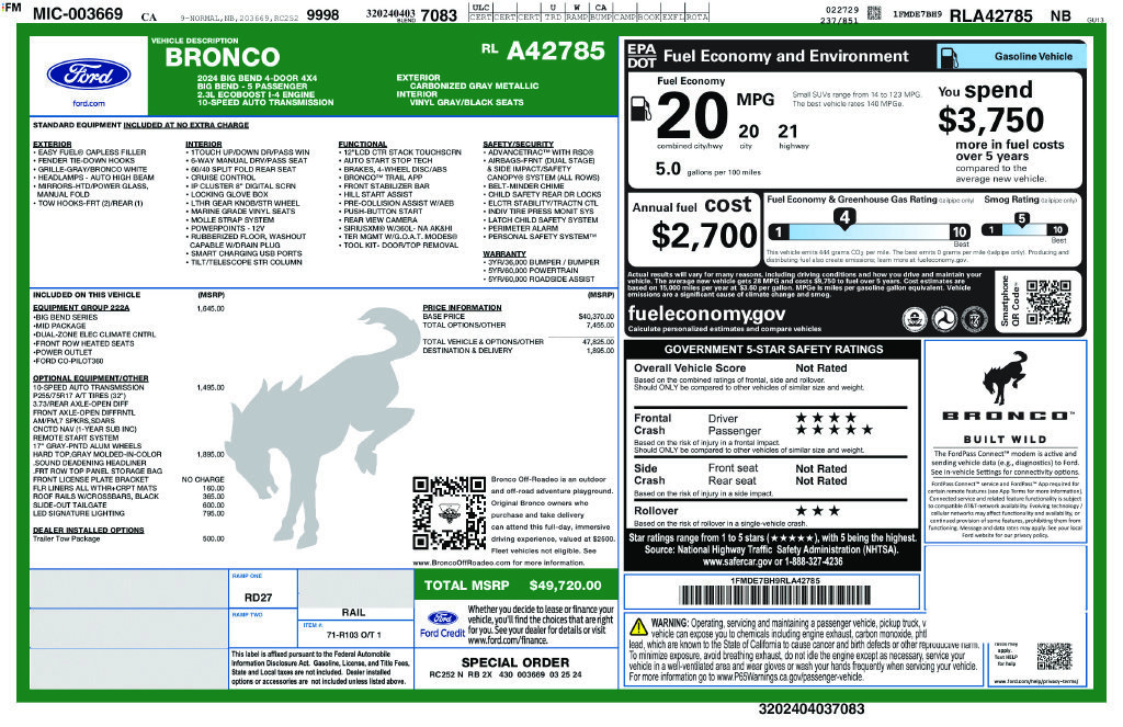 Certified 2024 Ford Bronco Big Bend AWD/4WD image 30