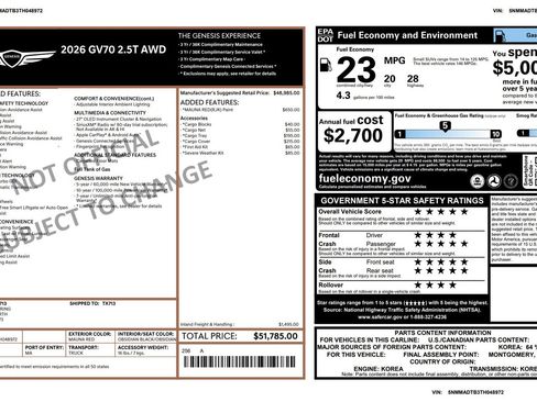 Certified 2026 Genesis GV70 2.5T AWD/4WD image 3