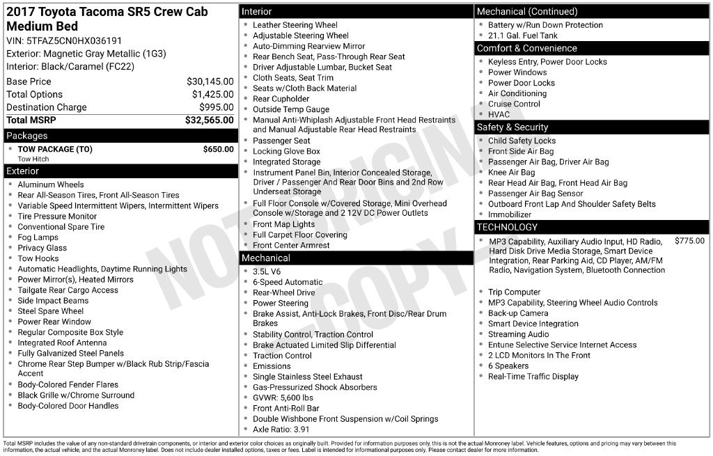 Used 2017 Toyota Tacoma SR5 w/ Tow Package RWD image 4