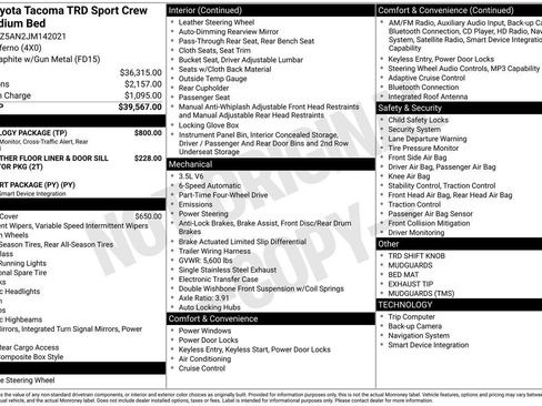 Used 2018 Toyota Tacoma TRD Sport w/ Technology Package AWD/4WD image 3