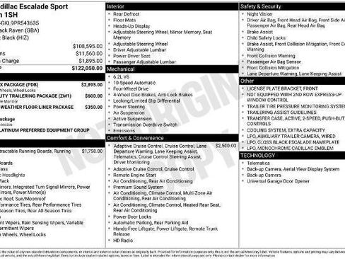 Certified 2023 Cadillac Escalade Sport Platinum w/ LPO, ONYX Package AWD/4WD image 35
