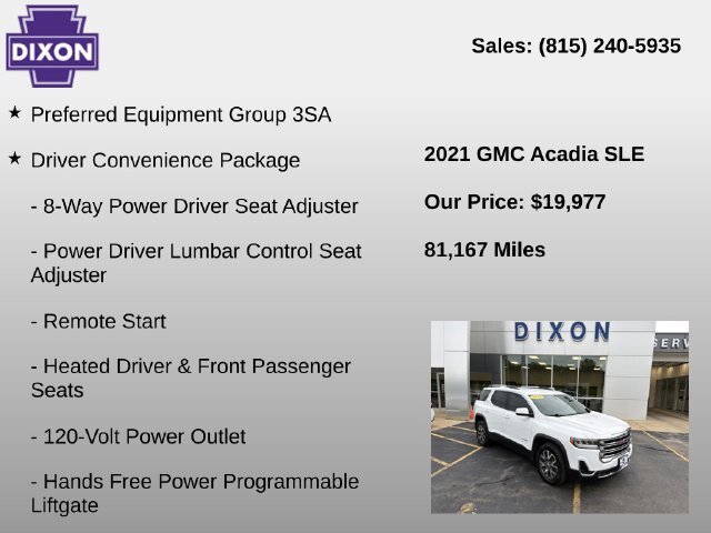 Used 2021 GMC Acadia SLE w/ Driver Convenience Package FWD image 4