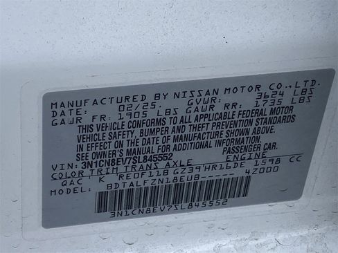 Certified 2025 Nissan Versa SV w/ Trunk Package image 11