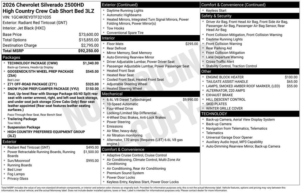 New 2026 Chevrolet Silverado 2500 High Country w/ Technology Package AWD/4WD image 4
