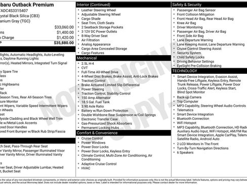 Certified 2025 Subaru Outback Premium AWD/4WD image 32