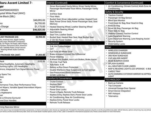 Used 2022 Subaru Ascent Limited w/ Technology Package image 48
