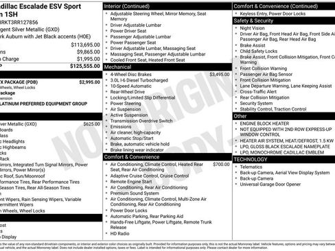 Certified 2024 Cadillac Escalade ESV Sport Platinum w/ LPO, ONYX Package RWD image 22