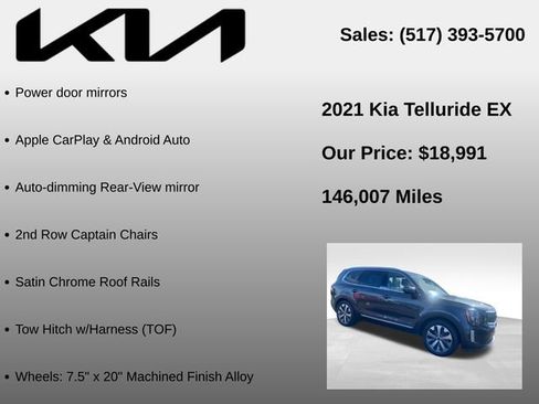 Used 2021 Kia Telluride EX w/ EX Premium Package AWD/4WD image 15
