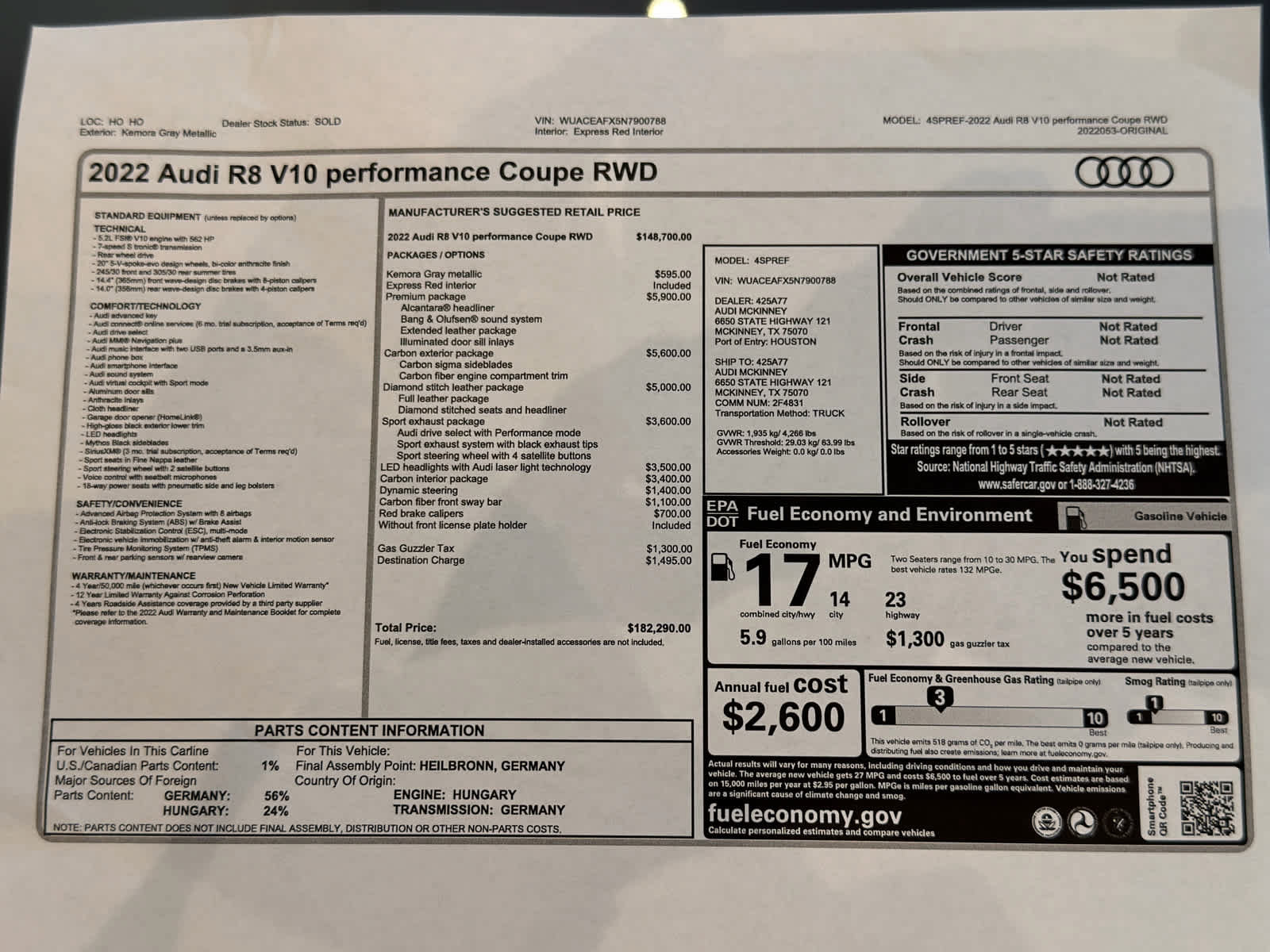 Certified 2022 Audi R8 V10 performance RWD image 37