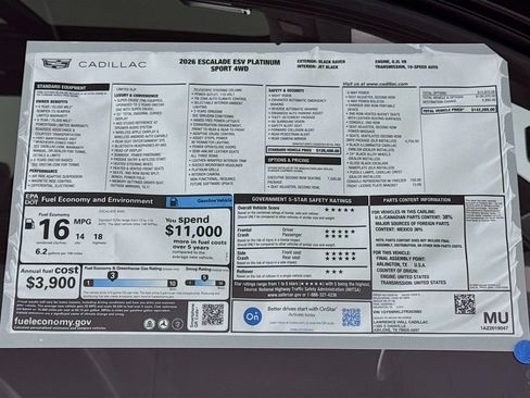 New 2026 Cadillac Escalade ESV Platinum Sport AWD/4WD image 20