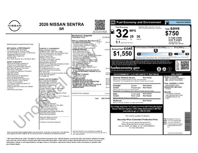 Used 2026 Nissan Sentra SR w/ SR Premium Package FWD image 41