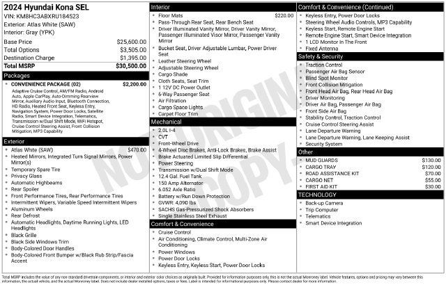 Used 2024 Hyundai Kona SEL w/ Convenience Package FWD image 33