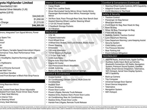 Certified 2021 Toyota Highlander Limited FWD image 7