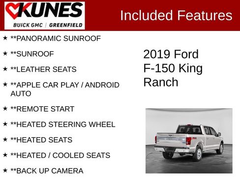 Used 2019 Ford F150 King Ranch w/ Equipment Group 601A Luxury AWD/4WD image 2