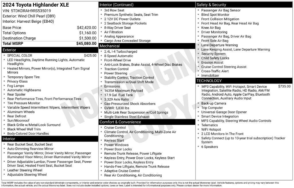 Used 2024 Toyota Highlander XLE FWD image 35
