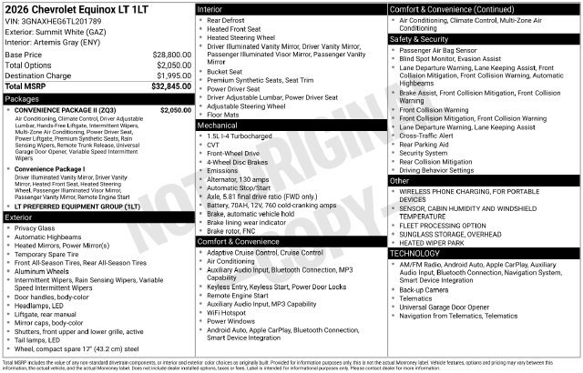 Used 2026 Chevrolet Equinox LT w/ Convenience Package II FWD image 30