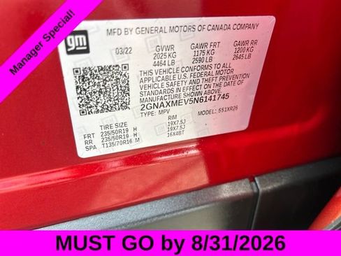 Used 2022 Chevrolet Equinox RS w/ RS Leather Package FWD image 35