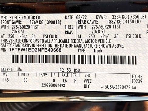 Used 2022 Ford F150 Platinum w/ Equipment Group 701A High image 35