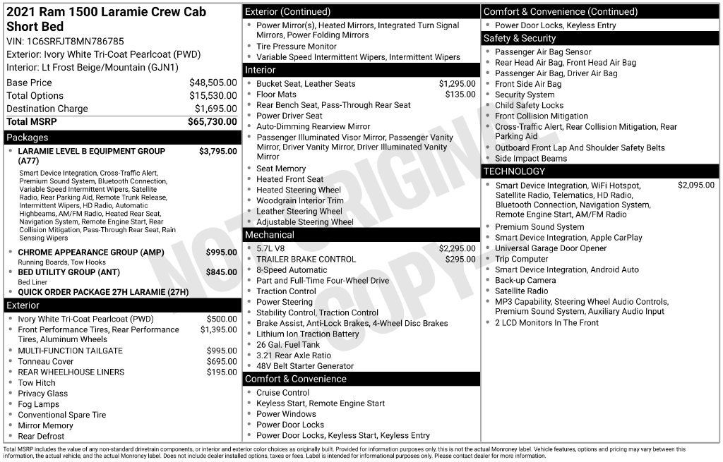 Used 2021 RAM 1500 Laramie AWD/4WD image 2